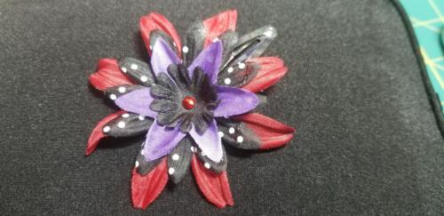 Flower Barrette Red/Black/Purple