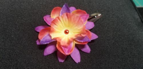 Flower Barrette Purple/Red/Yellow