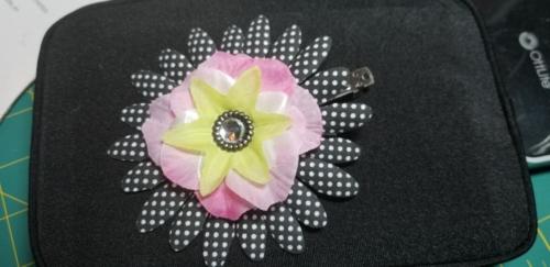 Flower Barrette Polka Dot/Pink/Yellow