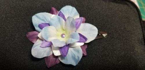 Flower Barrettes Light Blues and Purple