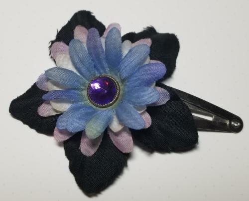 Flower Barrette Black, blue, lavendar