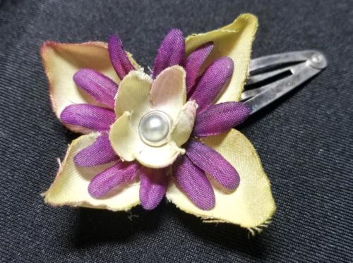 Flower Barrette Light Green and purple