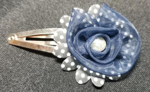 Flower Barrette Polka Dots and Blue